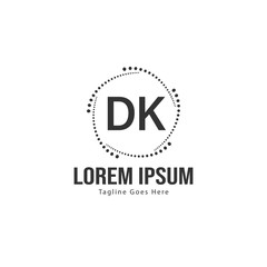 Initial DK logo template with modern frame. Minimalist DK letter logo vector illustration