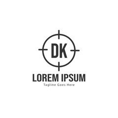 Initial DK logo template with modern frame. Minimalist DK letter logo vector illustration