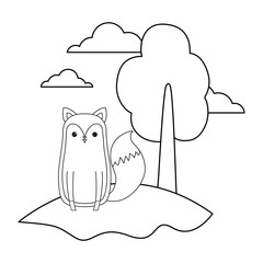 cute fox animal in landscape