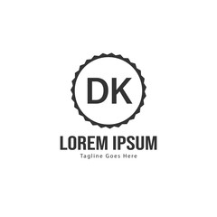 Initial DK logo template with modern frame. Minimalist DK letter logo vector illustration