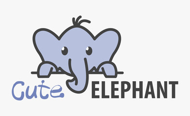 Logo template with cute elephant. Vector logo design template for zoo, veterinary clinics. Cartoon african animal logo illustration. 