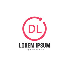 Initial DL logo template with modern frame. Minimalist DL letter logo vector illustration