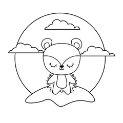 cute porcupine animal in landscape natural