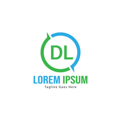 Initial DL logo template with modern frame. Minimalist DL letter logo vector illustration