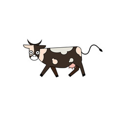 Cute cartoon cow funny illustration,  isolated on white background.