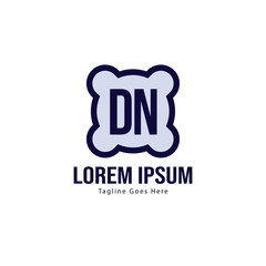 Initial DN logo template with modern frame. Minimalist DN letter logo vector illustration