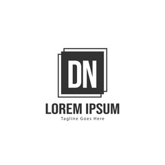 Initial DN logo template with modern frame. Minimalist DN letter logo vector illustration