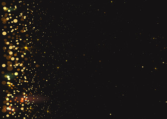 Golden dust curl, with bokeh and twinkles, glitter luxury background for web and print