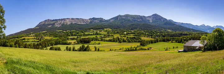 Panoramic view of mountains at Seyne les Alpes near Digne in Provence France.