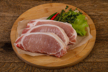 Raw pork steak