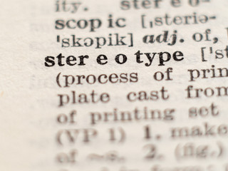 Dictionary definition of word stereotype, selective focus. - obrazy, fototapety, plakaty
