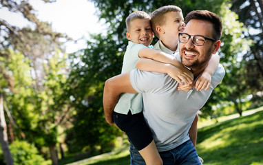 Family with children enjoying a summer day together outdoor