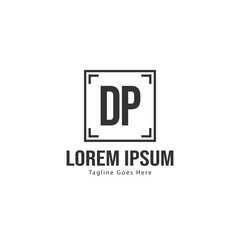 Initial DP logo template with modern frame. Minimalist DP letter logo vector illustration