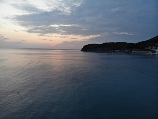 Fototapeta na wymiar Air view of the sea sunset