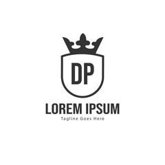 Initial DP logo template with modern frame. Minimalist DP letter logo vector illustration