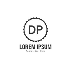 Initial DP logo template with modern frame. Minimalist DP letter logo vector illustration