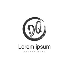 Initial DQ logo template with modern frame. Minimalist DQ letter logo vector illustration
