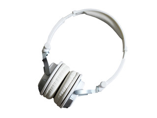 Large white earphones isolated on background