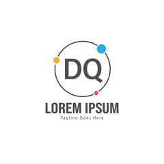 Initial DQ logo template with modern frame. Minimalist DQ letter logo vector illustration