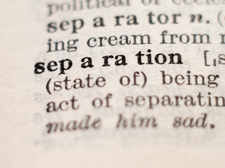 Obraz premium Dictionary definition of word separation, selective focus.