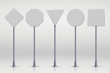 Set of blank road signs