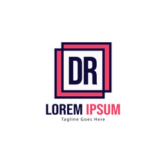 Initial DR logo template with modern frame. Minimalist DR letter logo vector illustration