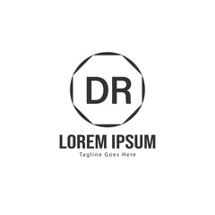 Initial DR logo template with modern frame. Minimalist DR letter logo vector illustration