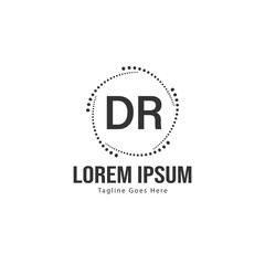 Initial DR logo template with modern frame. Minimalist DR letter logo vector illustration
