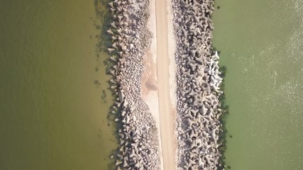 Harbor Ventspils Latvia Aerial view of countryside drone top view 4K UHD video