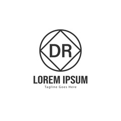 Initial DR logo template with modern frame. Minimalist DR letter logo vector illustration
