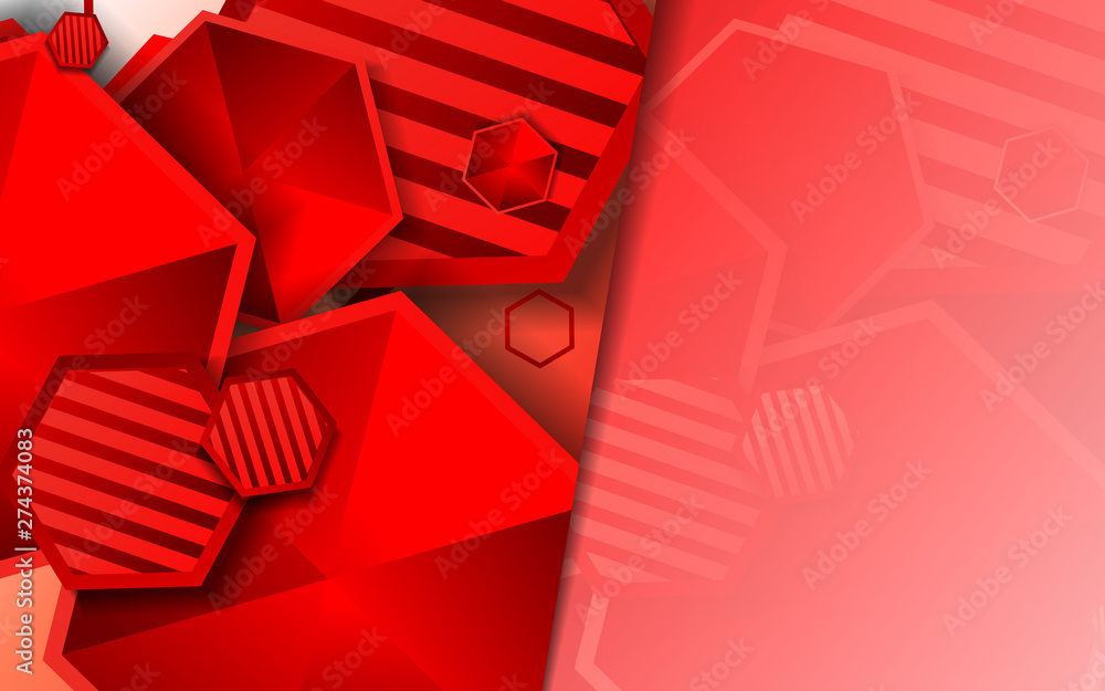 Poster abstract background red hexagon structure paper shape vector template. design element for use cover,