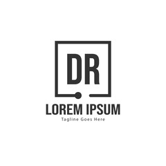 Initial DR logo template with modern frame. Minimalist DR letter logo vector illustration