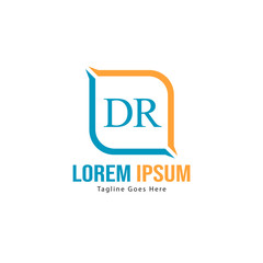 Initial DR logo template with modern frame. Minimalist DR letter logo vector illustration