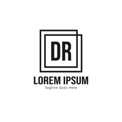 Initial DR logo template with modern frame. Minimalist DR letter logo vector illustration
