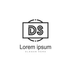 Initial DS logo template with modern frame. Minimalist DS letter logo vector illustration