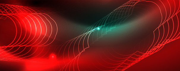 Shiny glowing design background, neon style lines, technology concept, vector