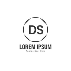 Initial DS logo template with modern frame. Minimalist DS letter logo vector illustration