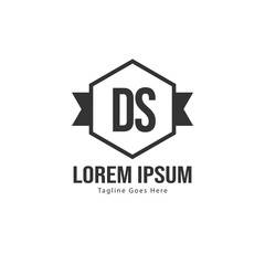 Initial DS logo template with modern frame. Minimalist DS letter logo vector illustration