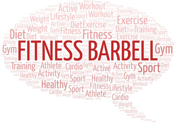 Fitness Barbell word cloud. Wordcloud made with text only.