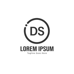 Initial DS logo template with modern frame. Minimalist DS letter logo vector illustration