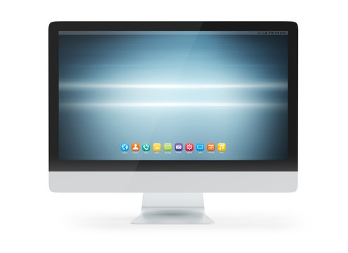 Modern computer monitor mockup isolated 3d rendering