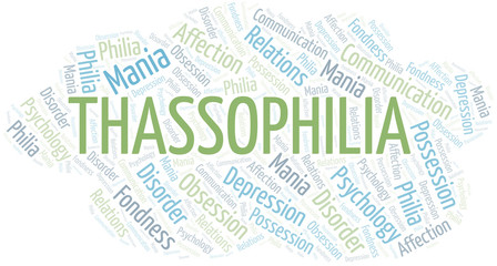 Fototapeta premium Thassophilia word cloud. Type of Philia.