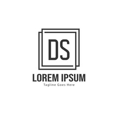 Initial DS logo template with modern frame. Minimalist DS letter logo vector illustration