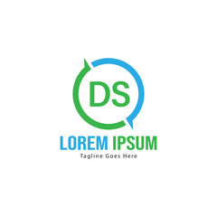 Initial DS logo template with modern frame. Minimalist DS letter logo vector illustration