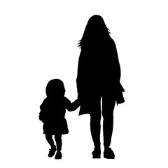 Mother with daughter silhouettes