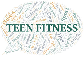 Teen Fitness word cloud. Wordcloud made with text only.