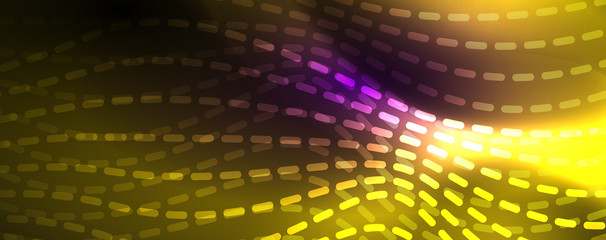 Fototapeta premium Neon vector wave lines abstract background, magic futuristic techno design