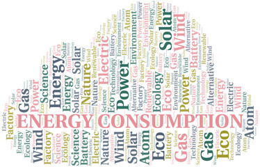 Energy Consumption word cloud. Wordcloud made with text only.