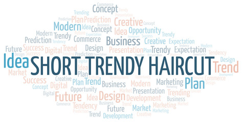 Short Trendy Haircut word cloud. Wordcloud made with text only.