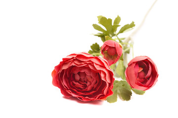 pink artificial flower isolated on white background